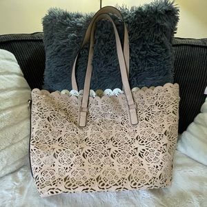 Aldo Beige Laser-Cut Tote Bag